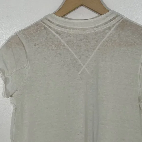 Free People What's Good Henley Top Size Medium Short Sleeve Tee Cotton Linen - Picture 11 of 11